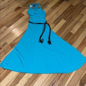 Lauren Ralph Lauren Turquoise Maxi Dress with Black Belt